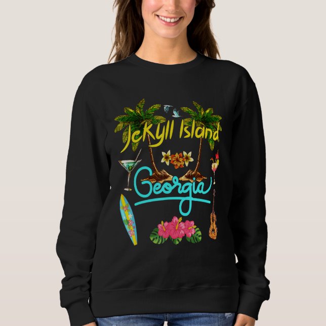 Jekyll Island Georgia Beach Summer Palm Sun Set Pa Sweatshirt (Front)