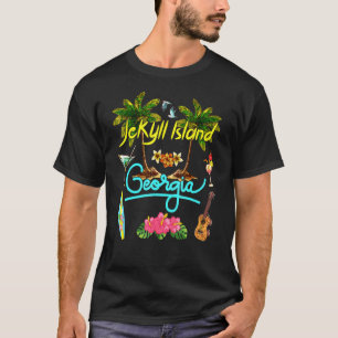 Jekyll Island Georgia Beach Summer Palm Sun Set Pa T-Shirt