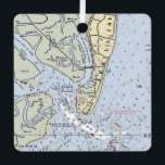 Jekyll Island Georgia Coast Map  Metal Tree Decoration<br><div class="desc">Jekyll Island on the coast of Georgia. Such a special place. Steeped in history!
We've repurposed this wonderful boaters chart map on an ornament.</div>