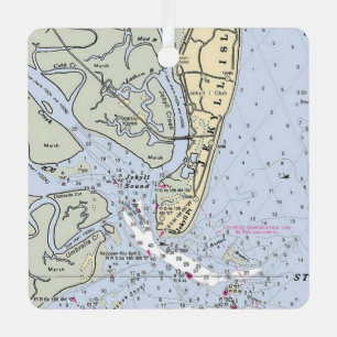 Jekyll Island Georgia Coast Map  Metal Tree Decoration