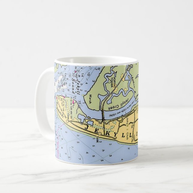 Jekyll Island Georgia Coast Map Mug (Front Left)