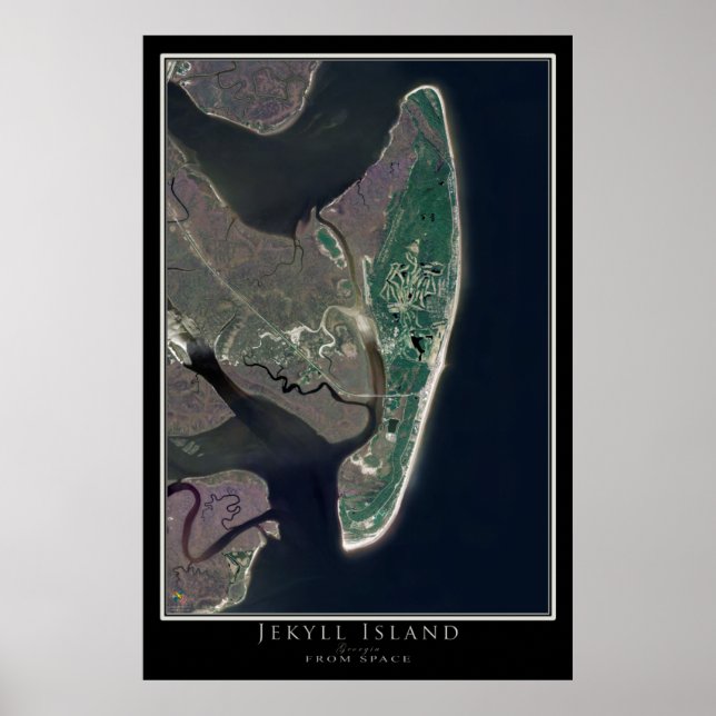 Jekyll Island Georgia From Space Satellite Map Poster (Front)