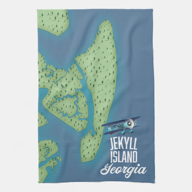 Jekyll Island Georgia USA map Tea Towel (Vertical)