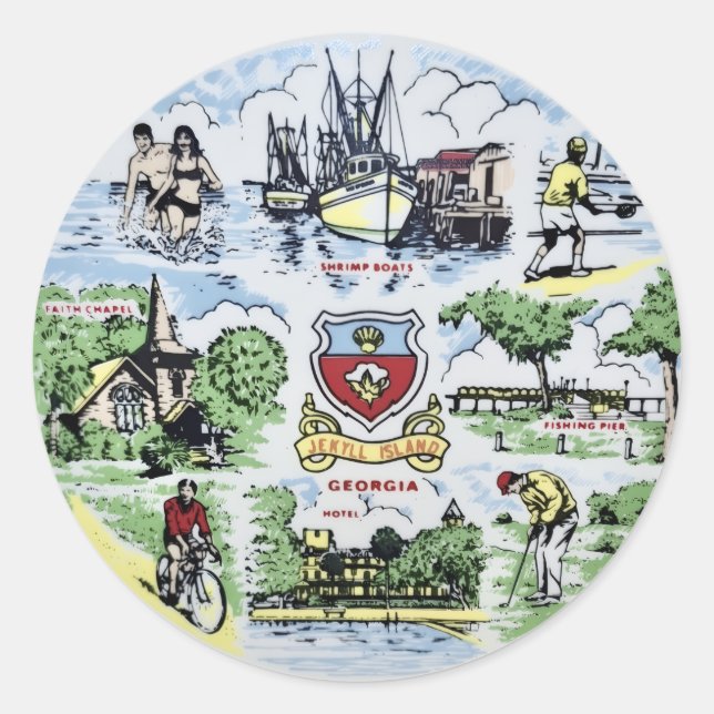 Jekyll Island Landmarks Classic Round Sticker (Front)