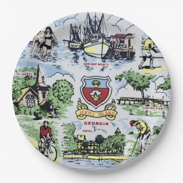 Jekyll Island Landmarks Party Plates (Front)