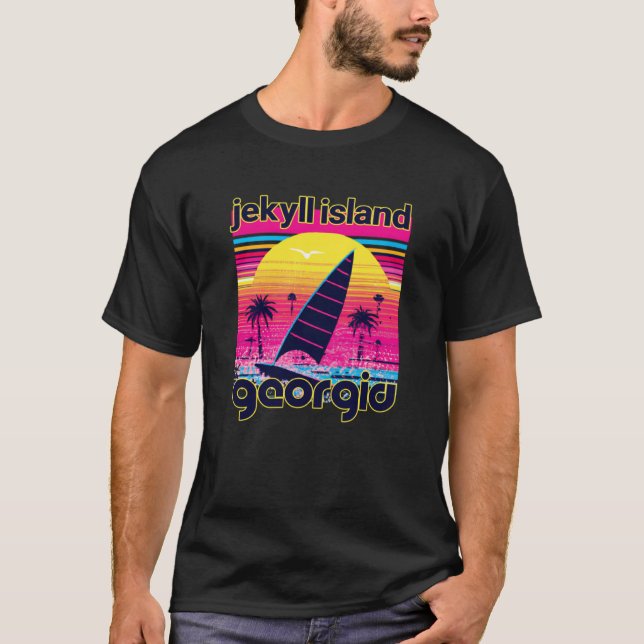 Jekyll Island Retro 80s Style Souvenir Beach T-Shirt (Front)