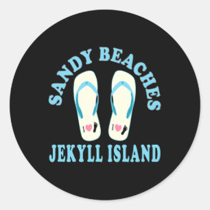 Jekyll Island Vacation Sandy Beaches I Heart Flip  Classic Round Sticker