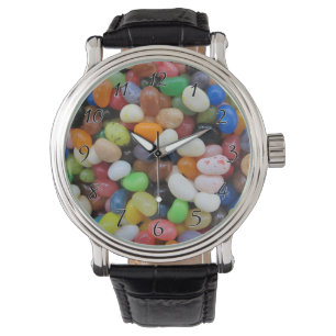 Jelly Bean black blue green Candy Texture Template Watch