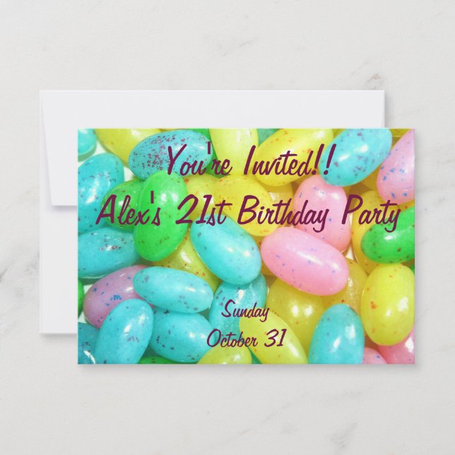 Jelly bean candies invitation (Front)