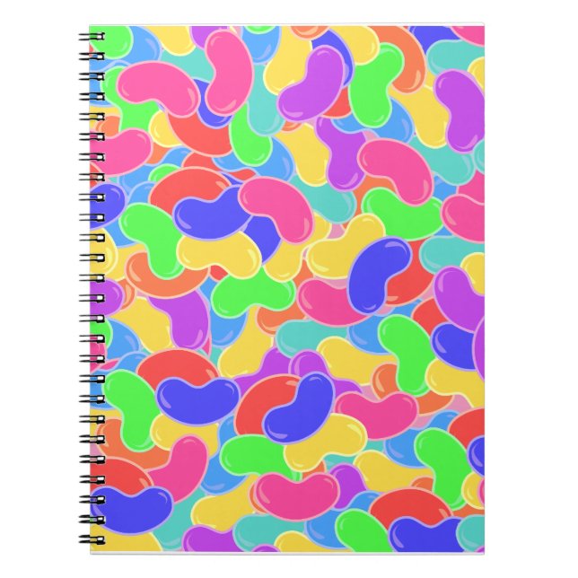 Jelly Bean Explosion Fun Colourful Candy Design Notebook (Front)