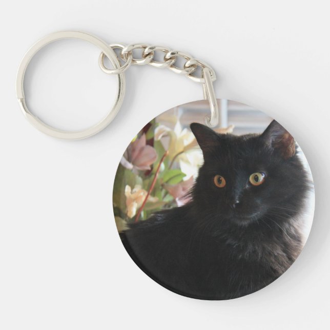Jelly Bean, the black liquorice cat, key chain (Front)