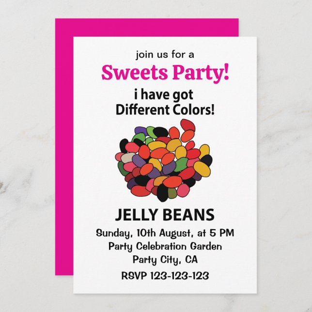 Jelly Beans Colourful Funny Jelly Beans Invitation (Front/Back)