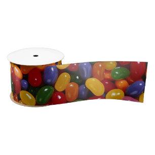 Jelly Beans on Silk Ribbon Satin Ribbon