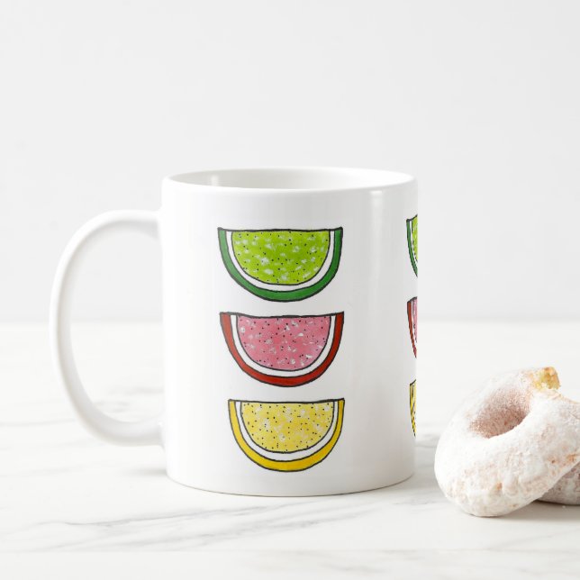 Jelly Candy Fruit Slices Kosher Passover Jellies Coffee Mug (With Donut)