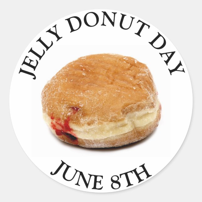 Jelly Doughnut Day June 8th Food Holiday Stickers (Front)