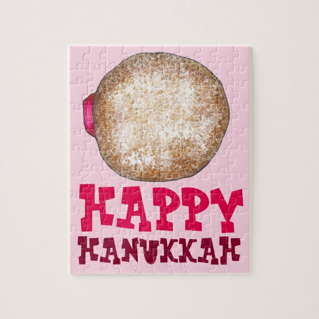 Jelly Doughnut Doughnut Happy Hanukkah Jewish Holi Jigsaw Puzzle (Vertical)