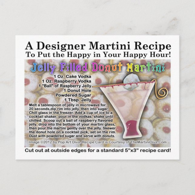 Jelly Filled Doughnut Martini Recipe Postcard (Front)