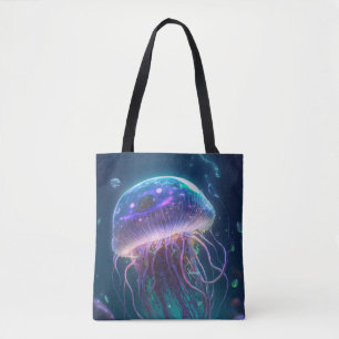 Jelly Fish Animal Portrait Painting Wildlife Ocean Tote Bag