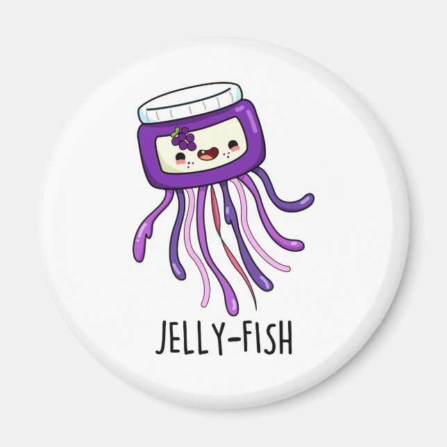 Jelly-fish Cute Jelly Jar Pun Magnet (Front)