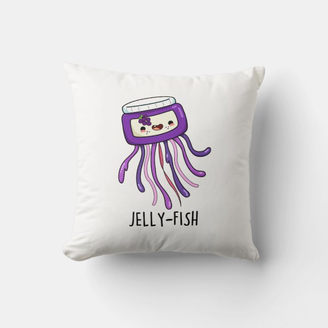 Jelly-fish Funny Jelly Jar Pun  Cushion (Front)