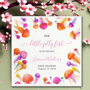 Jelly Fish Pink Yellow Gradient Pastel Baby Shower Napkin