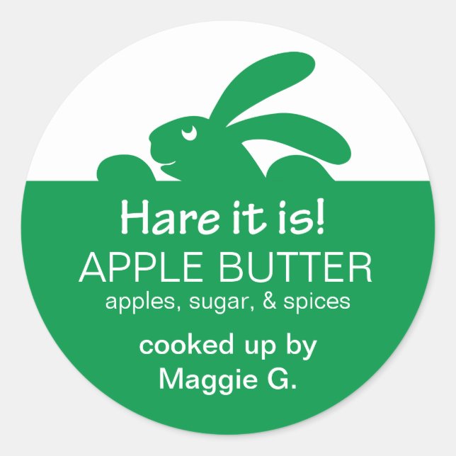 Jelly Jar Green Rabbit Label (Front)