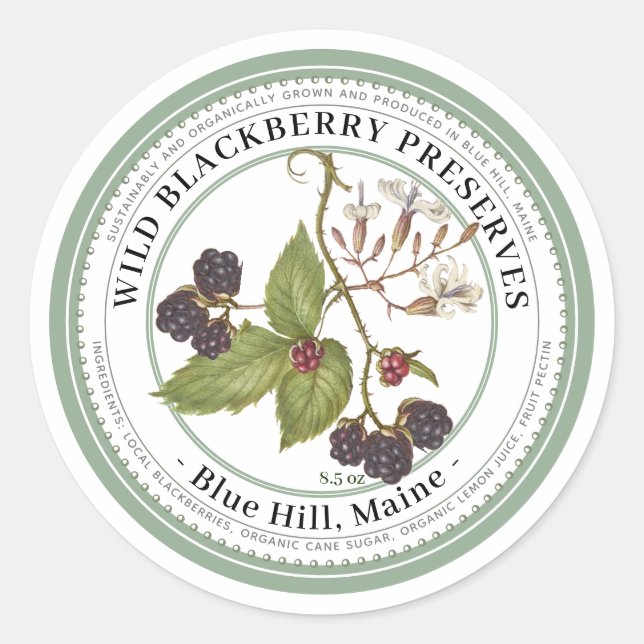 Jelly Label with Vintage BLACKBERRY Illustration (Front)