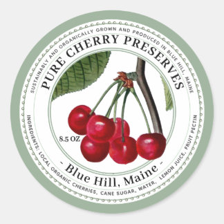 Jelly Label with Vintage Cherries Illustration
