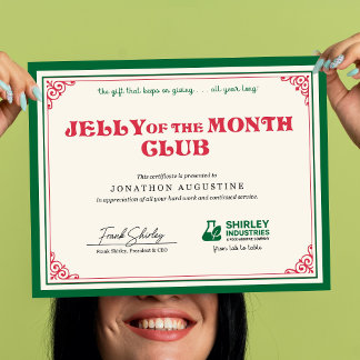 Jelly of the Month Certificate Poster
