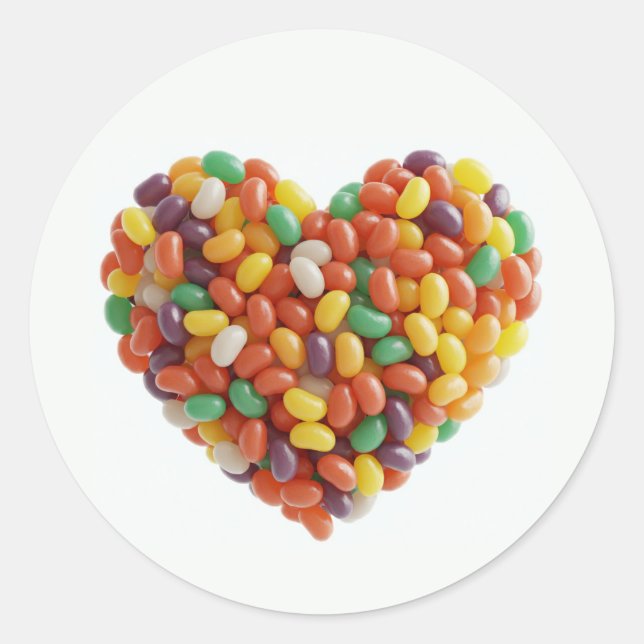 Jellybeans Heart Classic Round Sticker (Front)