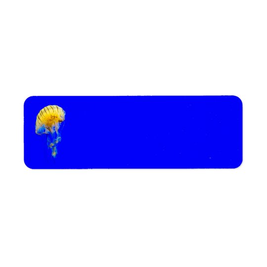 jellyfish-386680 BRIGHT ROYAL BLUE YELLOW COLORFUL Return Address Label