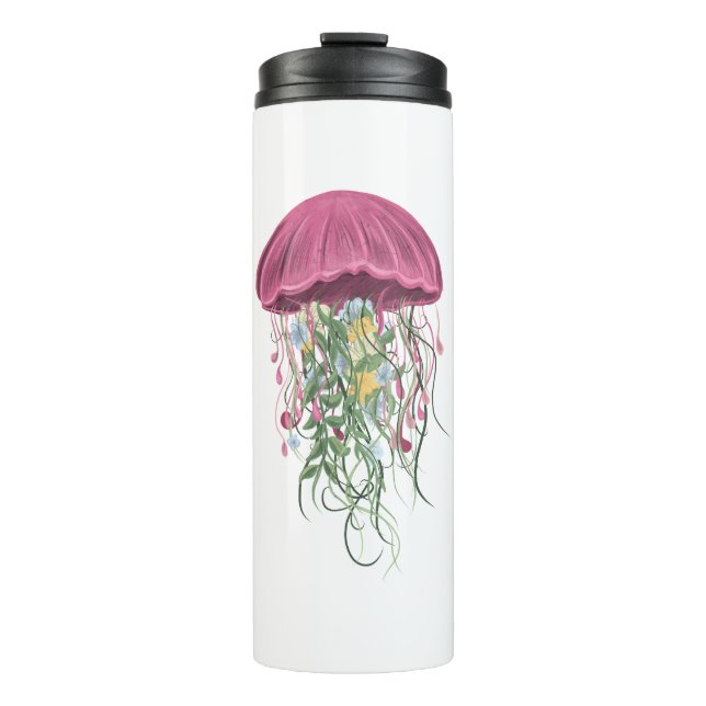 Jellyfish and Flowers Thermal Tumbler (Front)