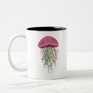Jellyfish and Flowers Two-Tone Coffee Mug