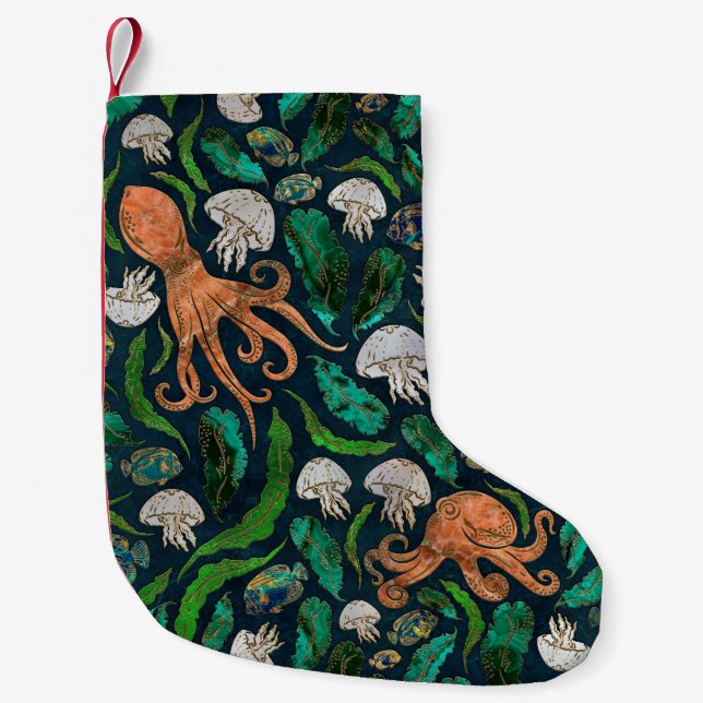 Jellyfish and Octopus Pattern Small Christmas Stocking (Front)