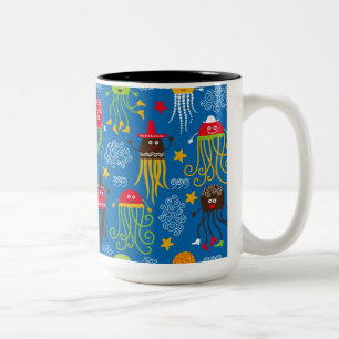 Jellyfish and Octopus Two-Tone Coffee Mug
