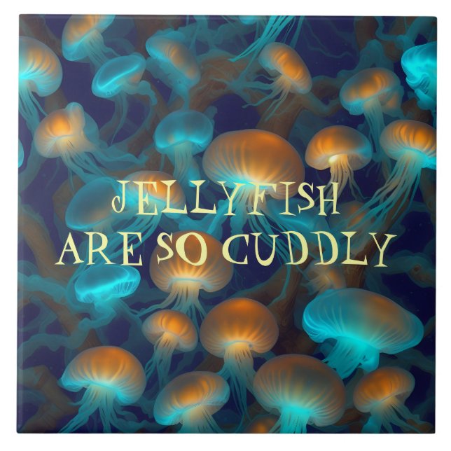 Jellyfish are so cuddly ceramic tile (Front)