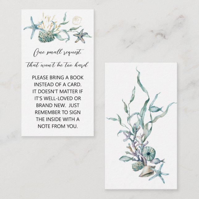 Jellyfish Baby Shower Book Request Enclosure Card (Front/Back)