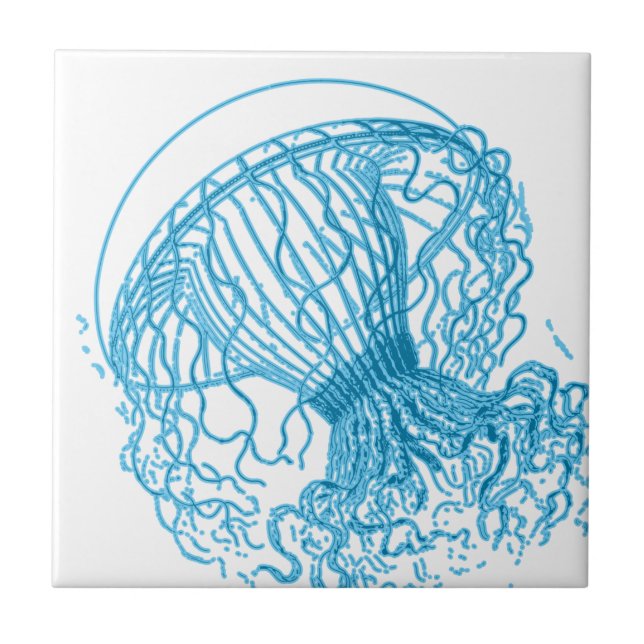 Jellyfish Blue Ceramic Tile (Front)