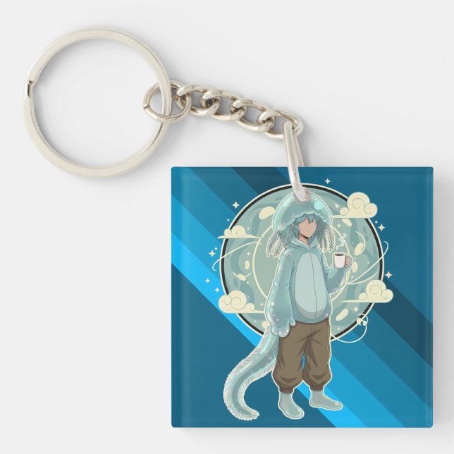 Jellyfish Boy Anime Coffee Art Key Ring (Front)