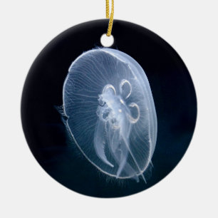 Jellyfish Bright Blue Birthday Christmas Ceramic Tree Decoration