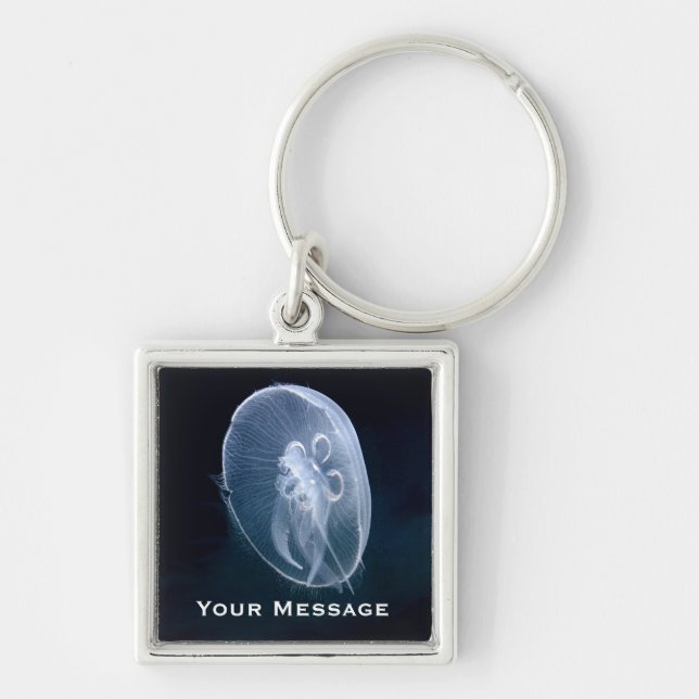 Jellyfish Bright Blue Luggage & Laptop Tag Key Ring (Front)