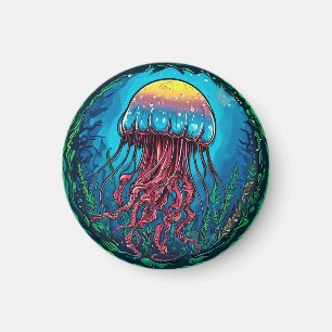 Jellyfish cartoon magnet