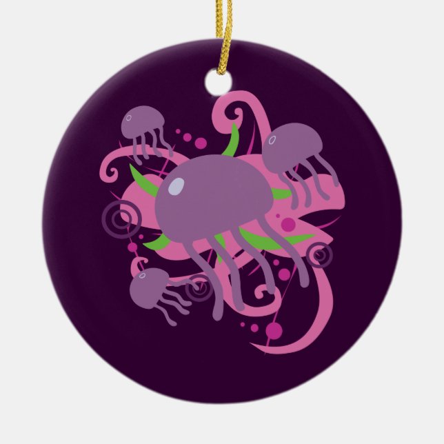 Jellyfish Ceramic Ornament (Front)