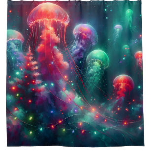 “Jellyfish Christmas Tree Wonderland” Shower Curtain