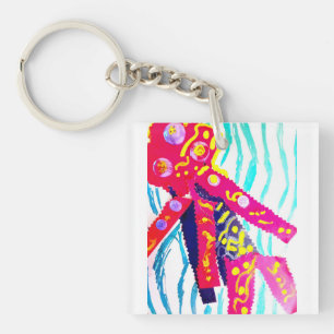 Jellyfish colourful summer key ring