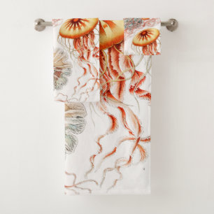 Jellyfish, Discomedusae by Ernst Haeckel Bath Towel Set
