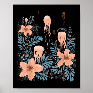 Jellyfish Earth Day Cute Floral Vintage Ukrainian Poster