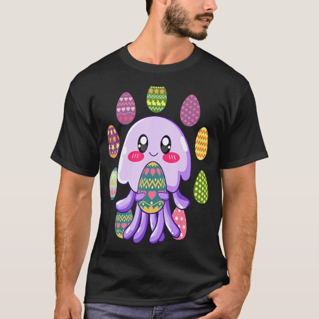 Jellyfish Egg Hunting Easter Day Cute Animal Boys  T-Shirt (Front)
