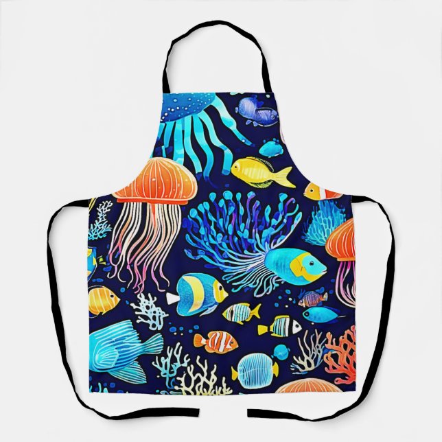 Jellyfish & Fish: Deep Sea Delight Apron (Front)