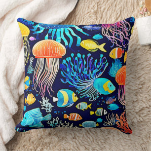 Jellyfish & Fish: Deep Sea Delight Cushion